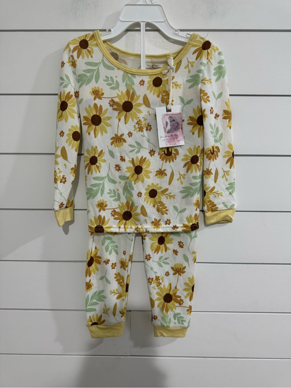 Jessica Simpson White and Yellow Sunflower Kids Pajama Set